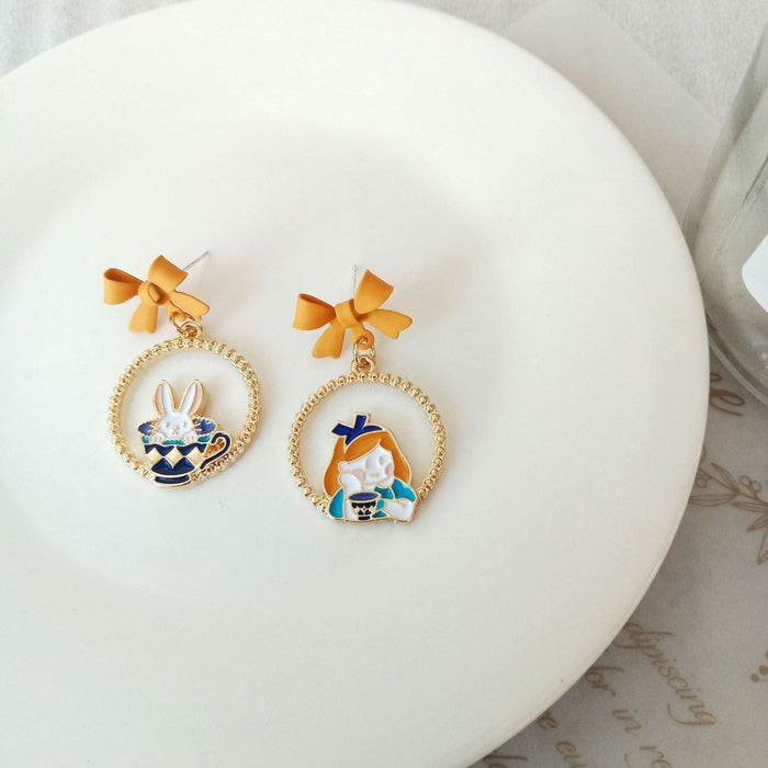 Wholesale S925 Silver Needle Alloy Enamel Paint Bow Earrings MOQ≥2 JDC-ES-YKT001 Earrings 艺凯特 beizi tu Wholesale Jewelry JoyasDeChina Joyas De China