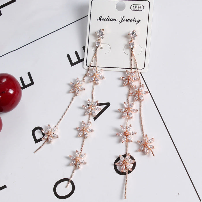 Wholesale S925 Silver Needle Copper Zircon Tassel Earrings JDC-ES-XuF105 Earrings 旭帆 Wholesale Jewelry JoyasDeChina Joyas De China