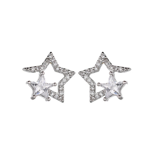 Wholesale S925 Silver Needle String Empty Pentagram Zircon Earrings JDC-ES-XuF116 Earrings 旭帆 A Wholesale Jewelry JoyasDeChina Joyas De China