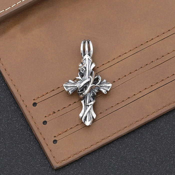 Wholesale S925 Sterling Silver Vine Cross Pendant Charms JDC-CS-XiangT001 charms 祥泰 separate pendant 925 silver Wholesale Jewelry JoyasDeChina Joyas De China