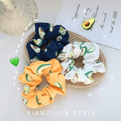 Wholesale satin rubber band avocado printing hair bands JDC-HS-H423 Hair Scrunchies 妙德 Wholesale Jewelry JoyasDeChina Joyas De China