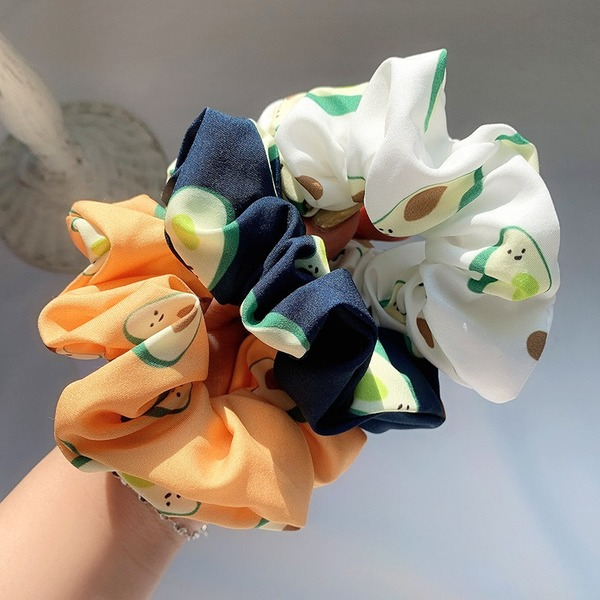 Wholesale satin rubber band avocado printing hair bands JDC-HS-H423 Hair Scrunchies 妙德 Wholesale Jewelry JoyasDeChina Joyas De China
