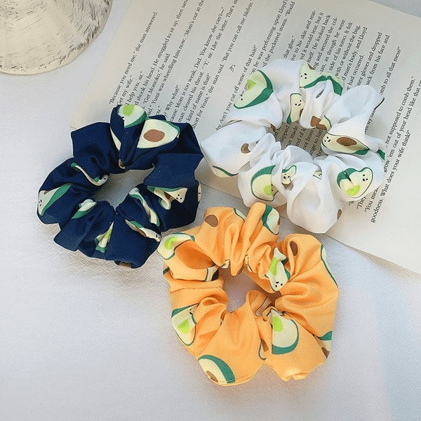 Wholesale satin rubber band avocado printing hair bands JDC-HS-H423 Hair Scrunchies 妙德 Wholesale Jewelry JoyasDeChina Joyas De China