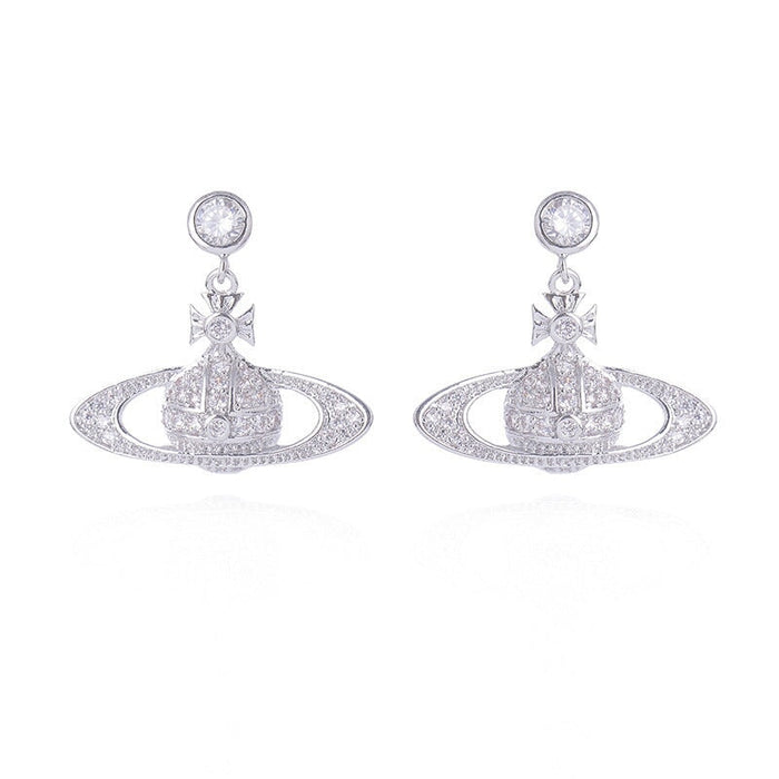 Wholesale Saturn temperament versatile personality Earrings JDC-ES-FanD002 Earrings 繁鼎 sliver Wholesale Jewelry JoyasDeChina Joyas De China