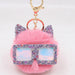 Wholesale Sequin Glasses Frame Imitation Rex Rabbit Hair Alloy Hair Ball Ear Keychain JDC-KC-Zuge028 Keychains 祖格 dark pink / Wholesale Jewelry JoyasDeChina Joyas De China