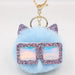 Wholesale Sequin Glasses Frame Imitation Rex Rabbit Hair Alloy Hair Ball Ear Keychain JDC-KC-Zuge028 Keychains 祖格 light blue / Wholesale Jewelry JoyasDeChina Joyas De China