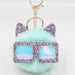 Wholesale Sequin Glasses Frame Imitation Rex Rabbit Hair Alloy Hair Ball Ear Keychain JDC-KC-Zuge028 Keychains 祖格 mint green / Wholesale Jewelry JoyasDeChina Joyas De China