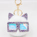Wholesale Sequin Glasses Frame Imitation Rex Rabbit Hair Alloy Hair Ball Ear Keychain JDC-KC-Zuge028 Keychains 祖格 White / Wholesale Jewelry JoyasDeChina Joyas De China