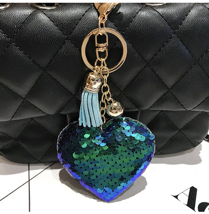 Wholesale Sequin Heart Shape Metal Keychain JDC-KC-FeiRun039 Keychains 飞润 Wholesale Jewelry JoyasDeChina Joyas De China