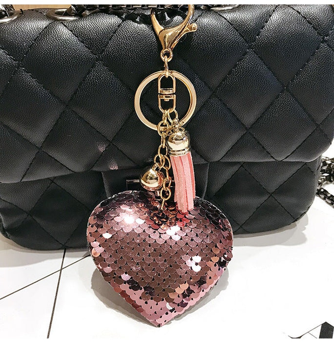 Wholesale Sequin Heart Shape Metal Keychain JDC-KC-FeiRun039 Keychains 飞润 Wholesale Jewelry JoyasDeChina Joyas De China