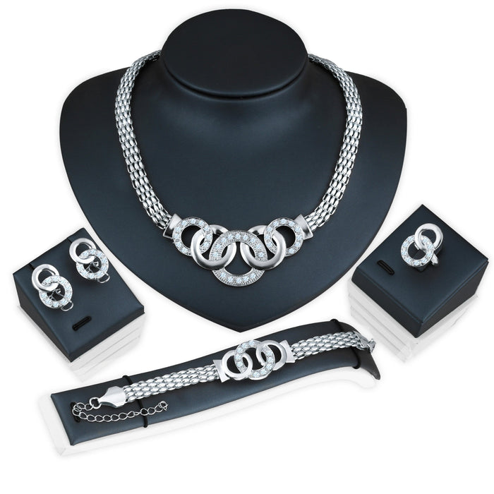 Wholesale set rhinestone necklace stud earring bracelet ring four-piece set JDC-RS-F081 Rings 韩之尚 KM1204 Wholesale Jewelry JoyasDeChina Joyas De China