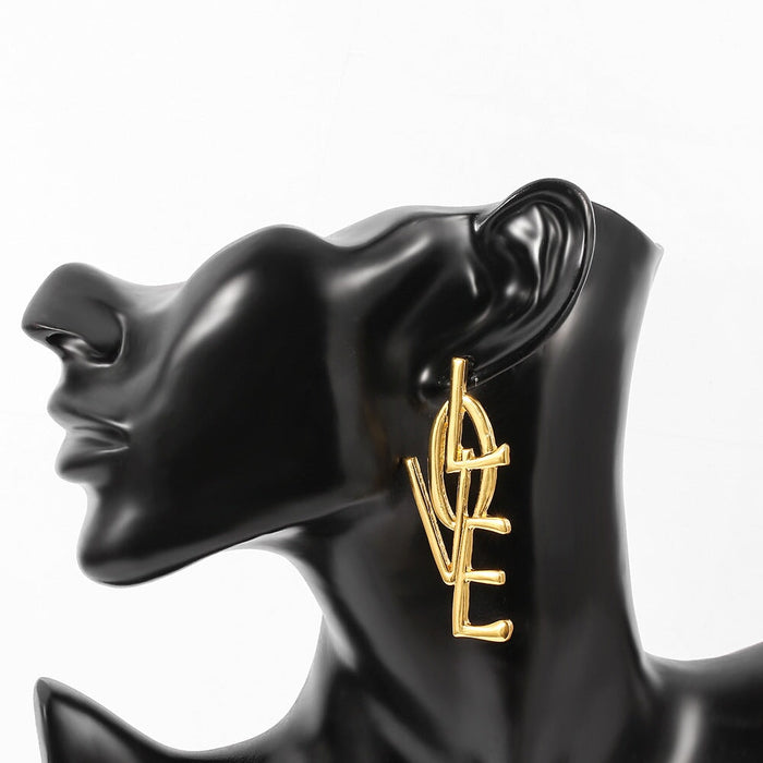 Wholesale sexy exaggerated metal Love Earrings MOQ≥10 JDC-ES-ZhuoX009 Earrings 卓星 Wholesale Jewelry JoyasDeChina Joyas De China