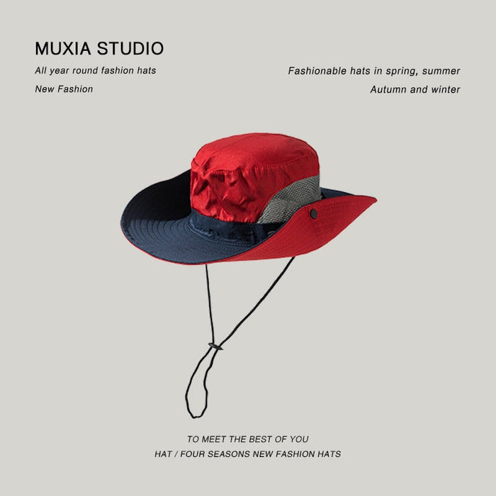 Wholesale Shade Breathable Outdoor Polyester Hiking Hat JDC-FH-Muxia013 Fashionhat 沐夏 red blue one size Wholesale Jewelry JoyasDeChina Joyas De China