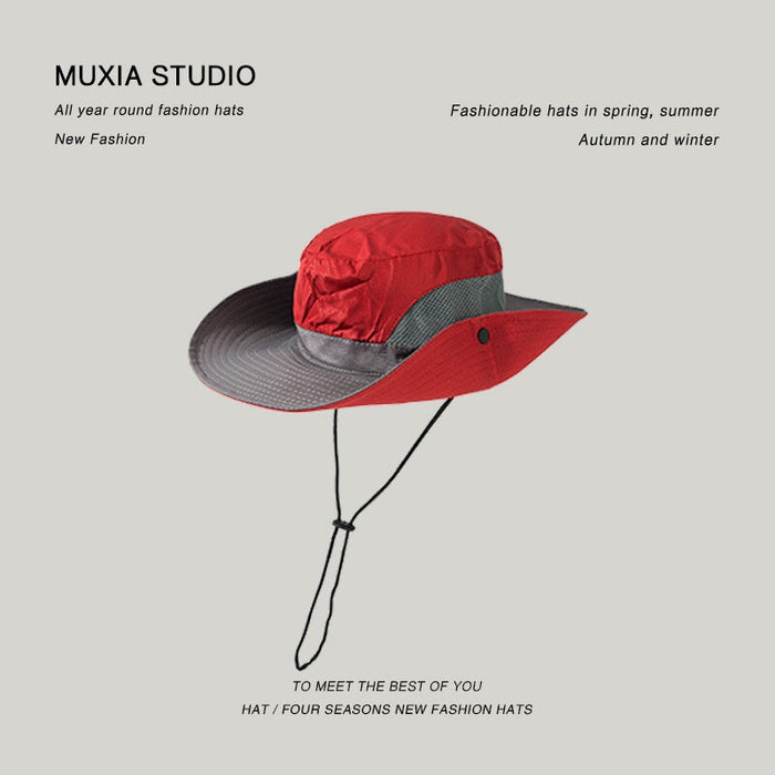 Wholesale Shade Breathable Outdoor Polyester Hiking Hat JDC-FH-Muxia013 Fashionhat 沐夏 red grey one size Wholesale Jewelry JoyasDeChina Joyas De China