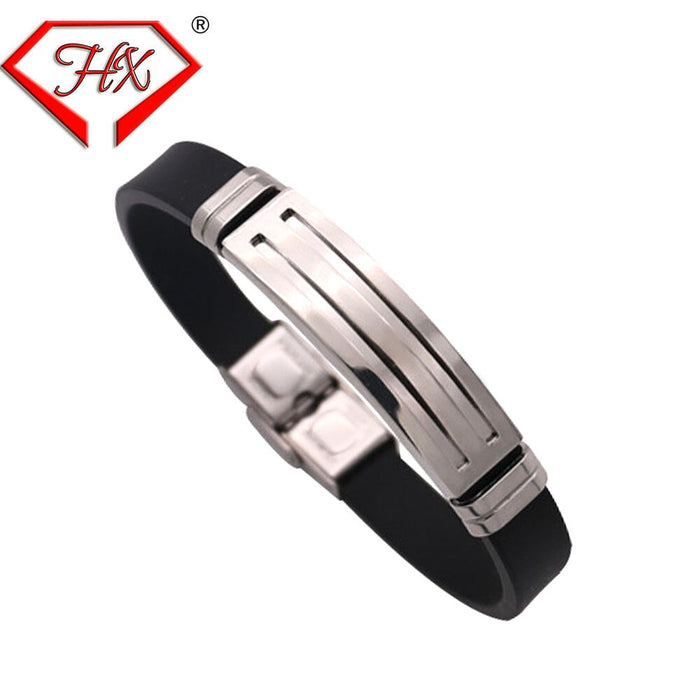 Wholesale silicone stainless steel bracelet JDC-BT-HongX002 Bracelet 宏祥 Wholesale Jewelry JoyasDeChina Joyas De China