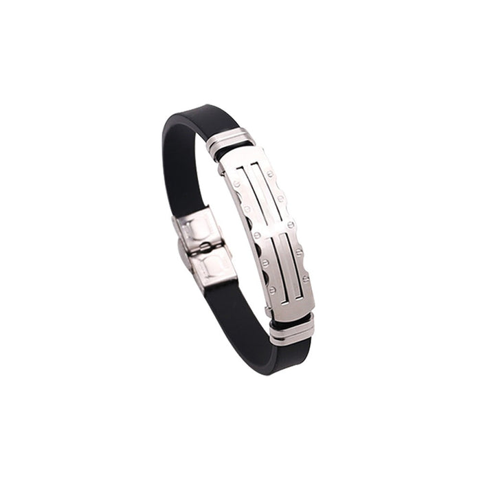 Wholesale silicone stainless steel bracelet JDC-BT-HongX003 Bracelet 宏祥 Black Wholesale Jewelry JoyasDeChina Joyas De China