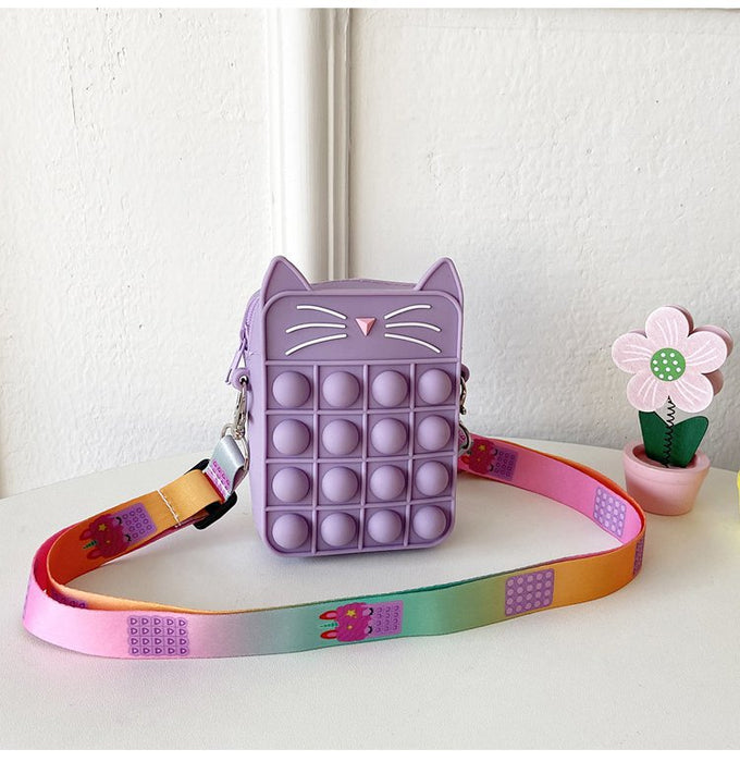 Wholesale silicone Unicorn decompression lovely shoulder bag JDC-CB-KR009 Shoulder Bags 坤然 Cat purple Wholesale Jewelry JoyasDeChina Joyas De China