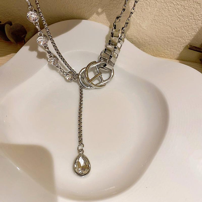 Bulk Jewelry Wholesale silver alloy chain mosaic diamond necklace JDC-NE-BY033 Wholesale factory from China YIWU China