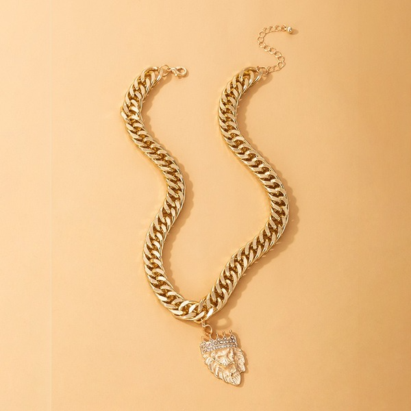 Bulk Jewelry Wholesale silver alloy diamond lion thick chain necklace JDC-NE-C076 Wholesale factory from China YIWU China