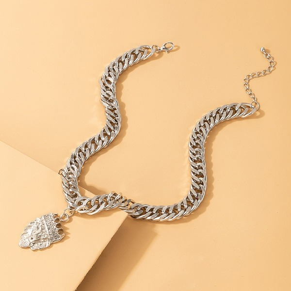 Bulk Jewelry Wholesale silver alloy diamond lion thick chain necklace JDC-NE-C076 Wholesale factory from China YIWU China