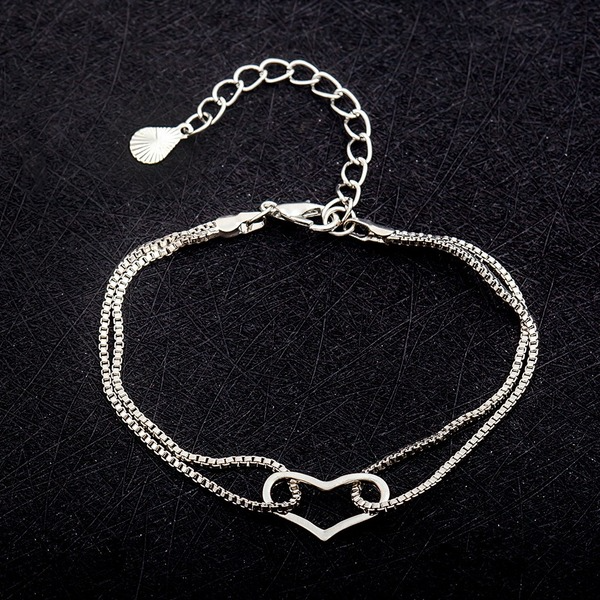 Bulk Jewelry Wholesale silver alloy double-layer love fine bracelet JDC-BT-D472 Wholesale factory from China YIWU China