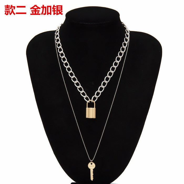 Bulk Jewelry Wholesale silver alloy key lock Pendant Necklace JDC-NE-KunJ006 Wholesale factory from China YIWU China