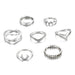 Bulk Jewelry Wholesale silver alloy moon leaf ring set of 7 JDC-RS-C200 Wholesale factory from China YIWU China