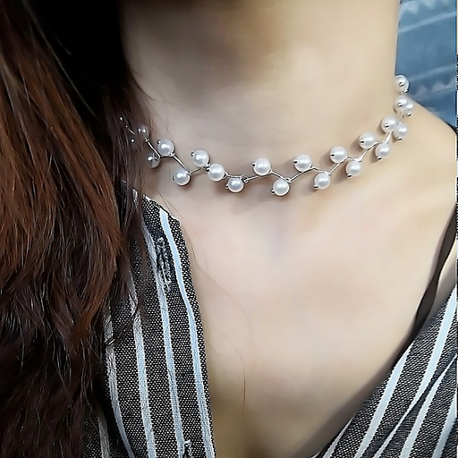 Bulk Jewelry Wholesale silver alloy pearl neck with short necklaces JDC-NE-C001 Wholesale factory from China YIWU China