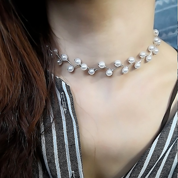 Bulk Jewelry Wholesale silver alloy pearl neck with short necklaces JDC-NE-C001 Wholesale factory from China YIWU China