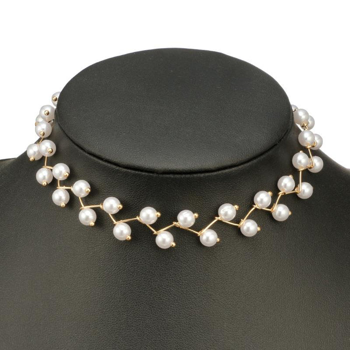 Bulk Jewelry Wholesale silver alloy pearl neck with short necklaces JDC-NE-C001 Wholesale factory from China YIWU China