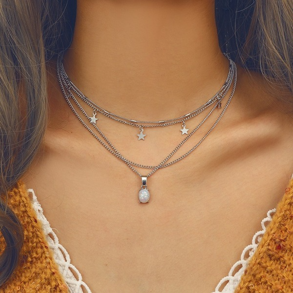 Bulk Jewelry Wholesale silver alloy Pentagram jewelry chain necklace JDC-NE-C006 Wholesale factory from China YIWU China