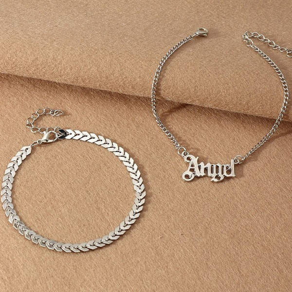 Bulk Jewelry Wholesale silver alloy popular letter Angel anklet JDC-AS-e040 Wholesale factory from China YIWU China