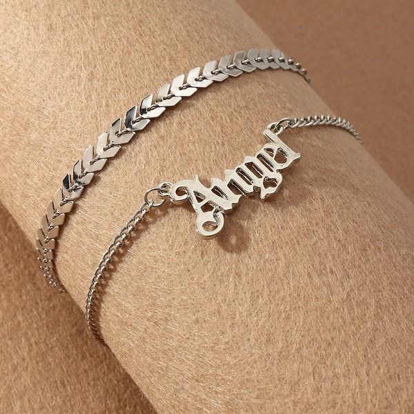 Bulk Jewelry Wholesale silver alloy popular letter Angel anklet JDC-AS-e040 Wholesale factory from China YIWU China