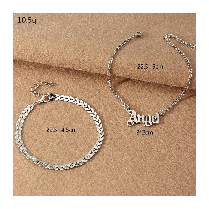 Bulk Jewelry Wholesale silver alloy popular letter Angel anklet JDC-AS-e040 Wholesale factory from China YIWU China