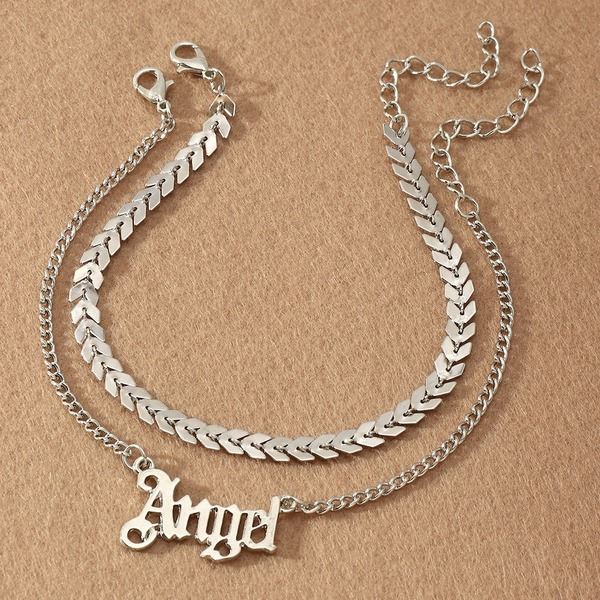 Bulk Jewelry Wholesale silver alloy popular letter Angel anklet JDC-AS-e040 Wholesale factory from China YIWU China