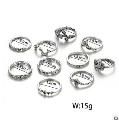 Bulk Jewelry Wholesale silver alloy purple diamond gem ring set JDC-RS-C086 Wholesale factory from China YIWU China