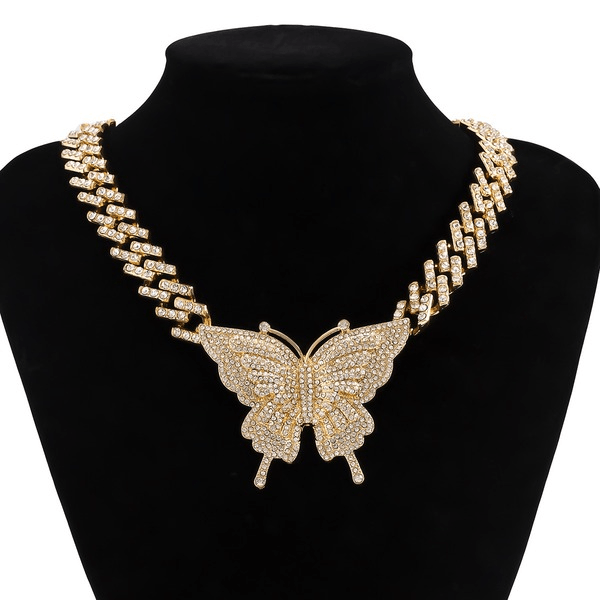 Wholesale silver alloy Rhinestone Large Butterfly Necklace JDC-NE-KunJ004 Necklaces JoyasDeChina Wholesale Jewelry JoyasDeChina Joyas De China