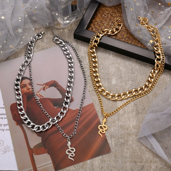 Bulk Jewelry Wholesale silver alloy Snake Pendant Necklace JDC-NE-F302 Wholesale factory from China YIWU China