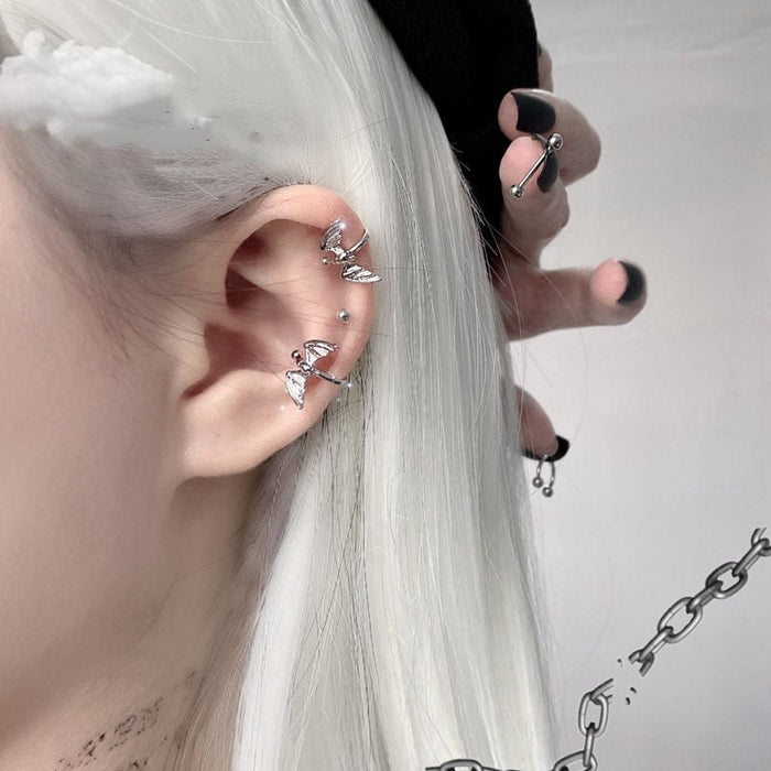 Wholesale silver bat copper ear clip JDC-ES-ChiH017 Earrings 池豪 Wholesale Jewelry JoyasDeChina Joyas De China