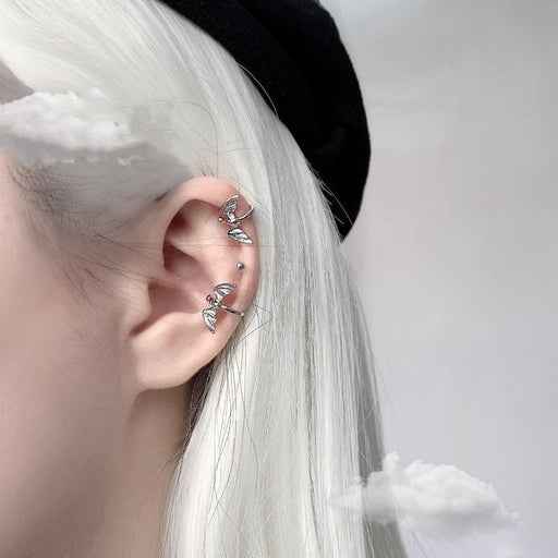 Wholesale silver bat copper ear clip JDC-ES-ChiH017 Earrings 池豪 Wholesale Jewelry JoyasDeChina Joyas De China