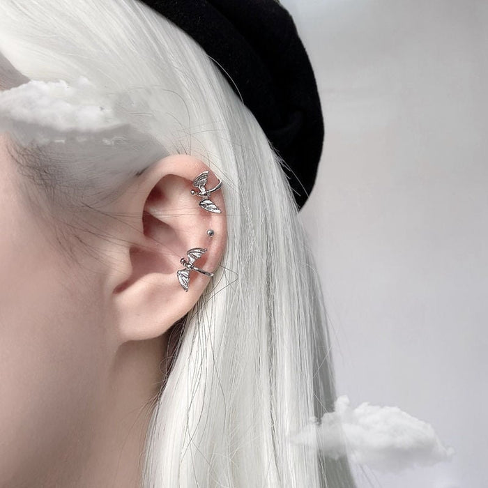 Wholesale silver bat copper ear clip JDC-ES-ChiH017 Earrings 池豪 Wholesale Jewelry JoyasDeChina Joyas De China