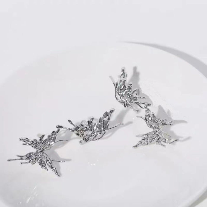 Wholesale silver butterfly stud earrings alloy set JDC-ES-ChiH002 Earrings 池豪 1 Wholesale Jewelry JoyasDeChina Joyas De China