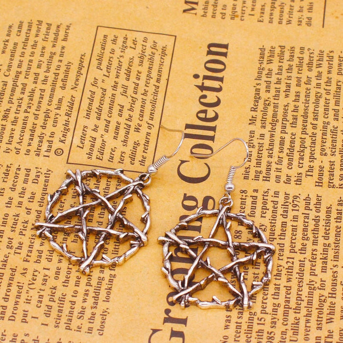 Wholesale Silver Life Pentagram Earrings JDC-ES-YYFF008 Earrings 燕羽飞飞 Wholesale Jewelry JoyasDeChina Joyas De China