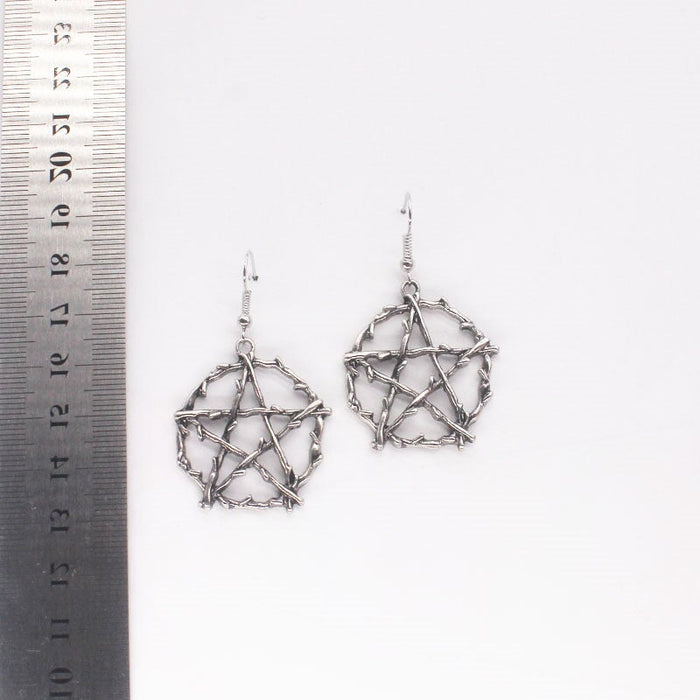 Wholesale Silver Life Pentagram Earrings JDC-ES-YYFF008 Earrings 燕羽飞飞 Wholesale Jewelry JoyasDeChina Joyas De China