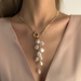 Bulk Jewelry Wholesale silver metal imitation pearl tassel necklace JDC-NE-KunJ042 Wholesale factory from China YIWU China