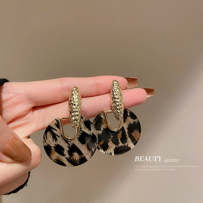 Wholesale Silver Needle Acrylic Leopard Print Alloy Earrings JDC-ES-BY174 Earrings 宝钰 Wholesale Jewelry JoyasDeChina Joyas De China