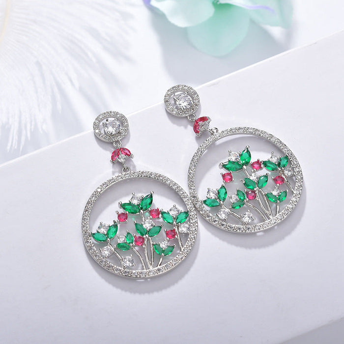 Wholesale Silver Needle Copper Colored Zircon Earrings JDC-ES-XuF118 Earrings 旭帆 Wholesale Jewelry JoyasDeChina Joyas De China