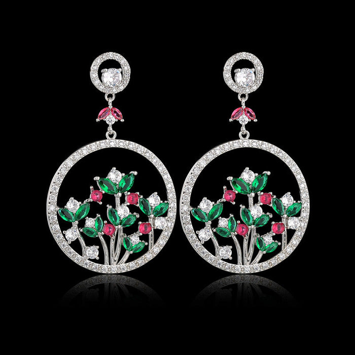 Wholesale Silver Needle Copper Colored Zircon Earrings JDC-ES-XuF118 Earrings 旭帆 Wholesale Jewelry JoyasDeChina Joyas De China