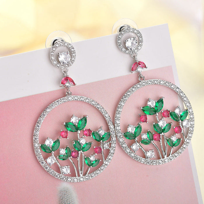 Wholesale Silver Needle Copper Colored Zircon Earrings JDC-ES-XuF118 Earrings 旭帆 Wholesale Jewelry JoyasDeChina Joyas De China