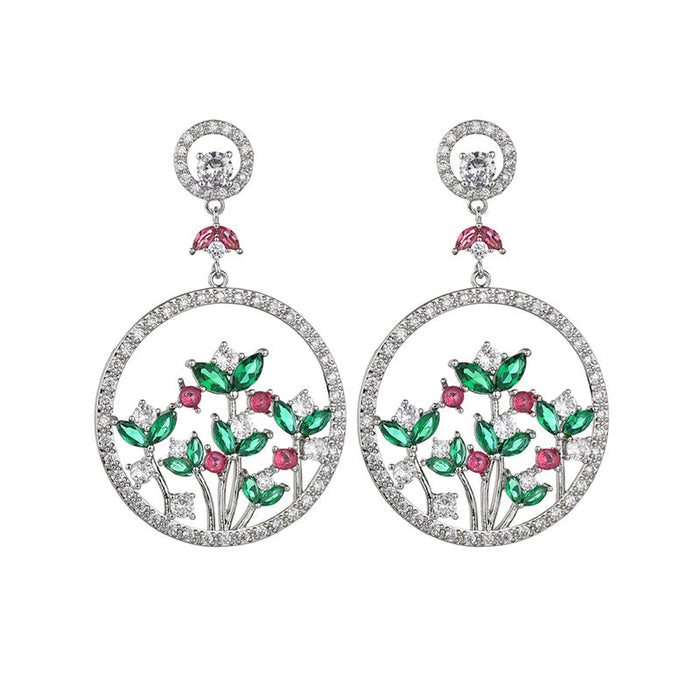 Wholesale Silver Needle Copper Colored Zircon Earrings JDC-ES-XuF118 Earrings 旭帆 A Wholesale Jewelry JoyasDeChina Joyas De China